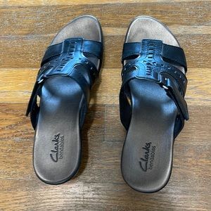 Black clarks wedge sandal
